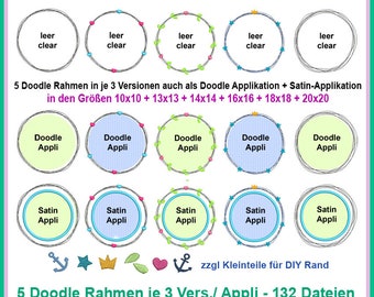 Hochwertige Doodle Kreis Rahmen Stickdateien für kreative Projekte