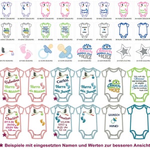 Stickdateien Baby Body Applikation, 24 Dateien, 14 Motive, Bodies für 13x18 & 16x26 Rahmen, Icons ab 10x10, RockQueenEmbroidery Bild 4