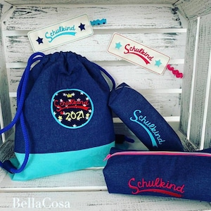 Stickdatei Set Schule. Schöne Kreis Schilder zum Schulstart oder Schulanfang am Ersten Schultag und am Schulbeginn