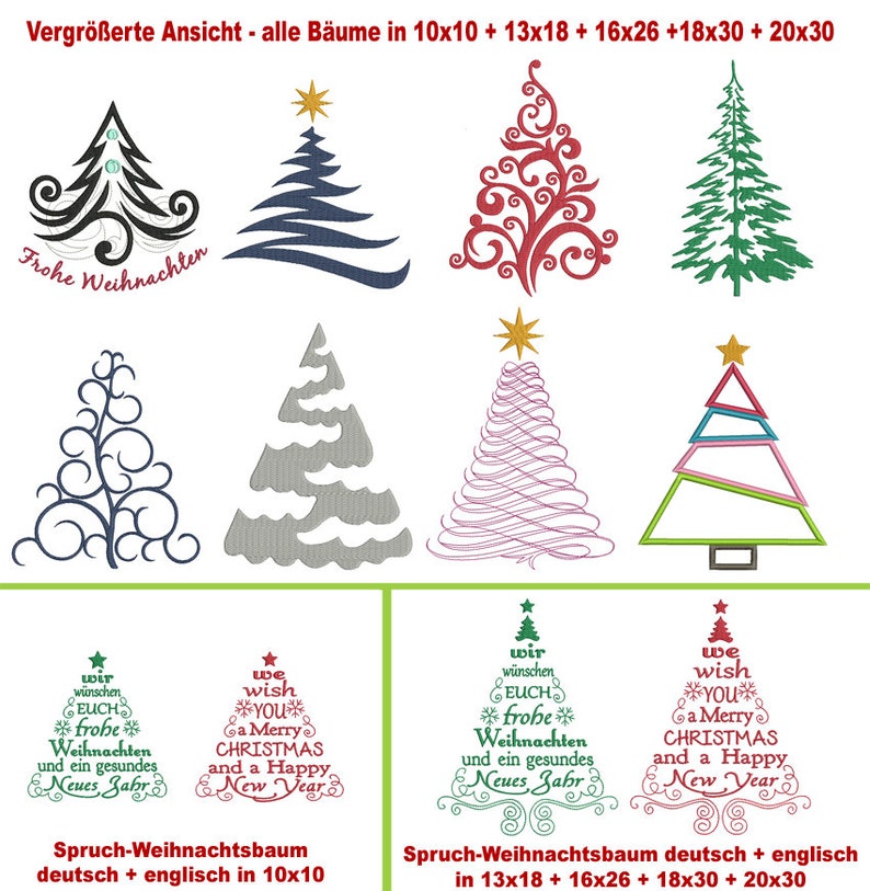 Stickdateien Best Of Christmas Trees W18 Weihnachten 75 Etsy