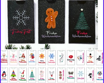 Embroidery files W44 set: Chocolate wrappers ITH for Christmas. Ideal as a small gift, perhaps also perfect for Secret Santa.