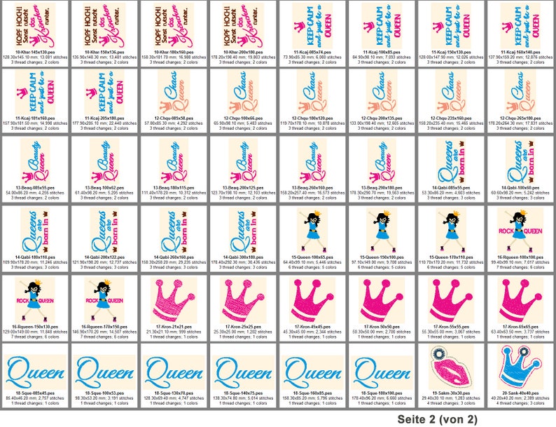 Stickdateien Rock Queens Sprüche Set Nr 30 Queen 104 Dateien, ab 10x10Rahmen 15 Texte Sprüche, 2 ITH Schlüsselanhänger, RockQueenEmbroidery Bild 4