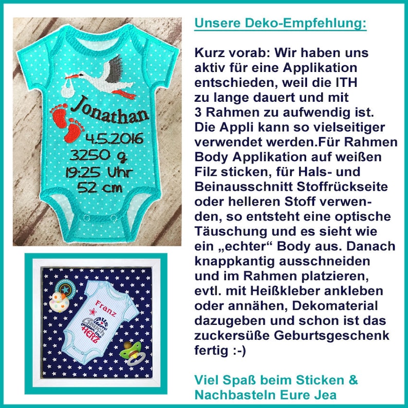 Stickdateien Baby Body Applikation, 24 Dateien, 14 Motive, Bodies für 13x18 & 16x26 Rahmen, Icons ab 10x10, RockQueenEmbroidery Bild 6