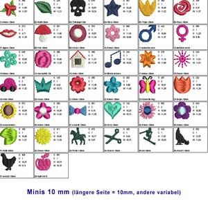 Vielseitige Mini-Stickmuster: 104 super süße Icons und Platzfüller in verschiedenen Größen Bild 3