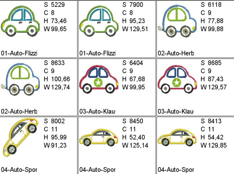 4 Autos als Stickdatei Set: Kreative Vielfalt für Kinder Applikationen Bild 2
