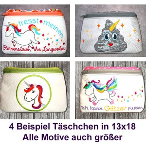 Stickdateien ITH Einhorn Taschen 48 Dateien in the hoop zipper bag Reißverschuß Tasche embroidery files RockQueenEmbroidery Bild 5