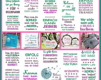 Embroidery file set motivational and lucky sayings - for 10x10 and 13x18 frames.