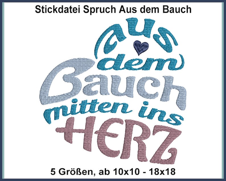 Stickdatei Spruch Aus dem Bauch mitten ins Herz Baby Etsy.de