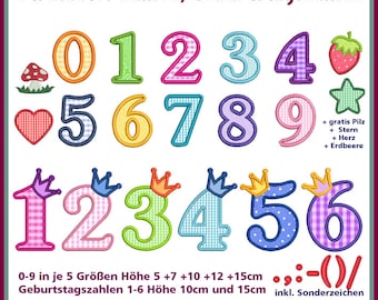 Stickdateien Geburtstagszahlen: Einzigartige Zahlenapplikationen für individuelle Geschenke ab 10x10 Rahmen.