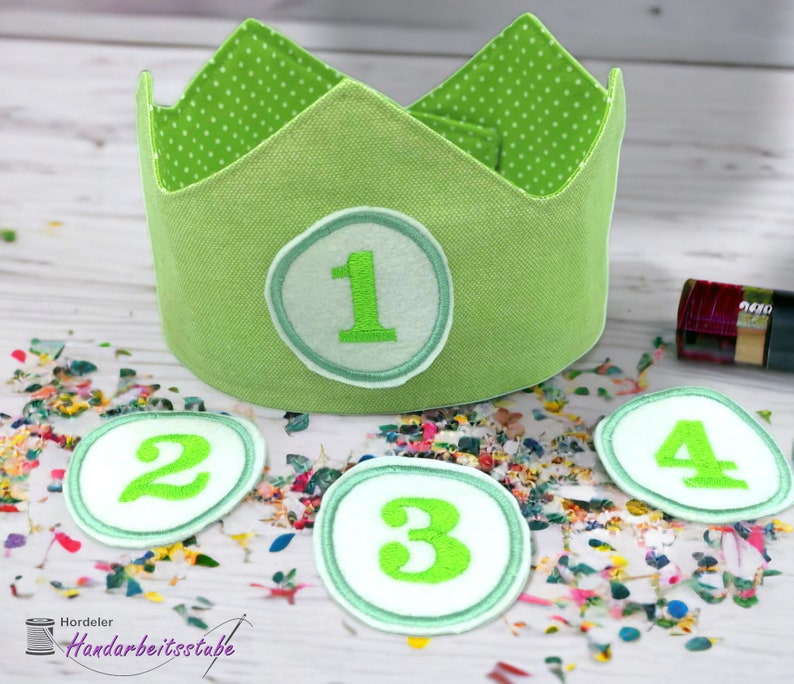 Stickdateien Zahlen Kronen Zahlen Geburtstag ab 10x10 Applikationen Appli Stern Herz Stickmuster Nummern Birthday crowns RockQueenEmbroidery Bild 10