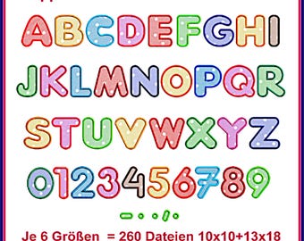 Stickdateien Set Applikations Schriften Buchstaben "Max" für kreative Stickprojekte mit ABC, Zahlen und Sonderzeichen von 3,5 cm bis 13 cm