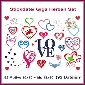 Magische Stickdatei-Herzen: 85 Dateien, 50 Motive für 10x10/13x18 Rahmen und mehr. Vielseitig und charmant für Kleidung, Deko & Geschenke. Bild 1