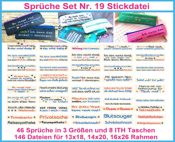 Stickdateien Rock Queens Sprüche Set Nr 19 Kurzsprueche, 46 Sprüche, 146  Dateien, ab 13x18 Rahmen, für Teenies, RockQueenEmbroidery - Etsy Schweiz