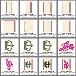 Stickdateien ITH Blanko STEPP Taschen Set 5, in the hoop gestickt, Krone, Love, 23 Dateien, ab 10x10 Rahmen, 12 Motive, RockQueenEmbroidery Bild 3