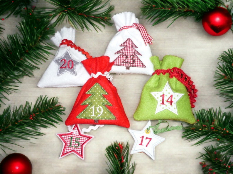 Stickdateien Weihnachten ITH Adventskalender W26 Anhänger 10x10 Set in the hoop Advent Kalender Bild 9