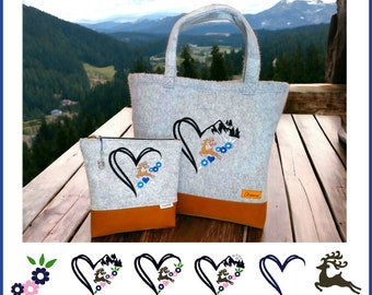 Embroidery files set deer, blossoms, flower heart - for individual designs. Alpine love and creativity for the perfect project.