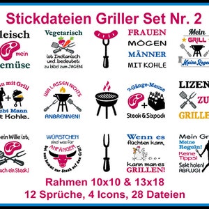 Stickdateien für dein Grillfest Nr. 2 mit vielen  Sprüche zum Thema grillen und BBQ
