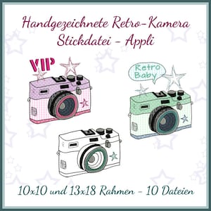 Stickdateien Kamera Retro Vintage Fotoapparat Foto Doodle Camera Bild 1