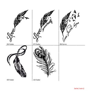 Plotterdateien Feder Set feather SVG DXF spring Tattoo Plottervorlage cutfiles Schneideplott Federn Pfauenfeder love faith hope Bild 3