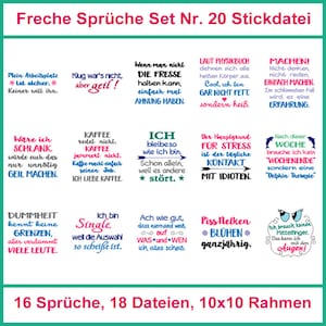 Stickdateien Sprüche Set Nr. 20 10x10 cm: Kreative Texte für kleine Rahmen. Bild 1