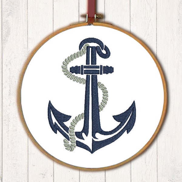 Stickdatei Anker mit Seil 4 Größen anchor embroidery 4 Sizes maritimes nautical Design