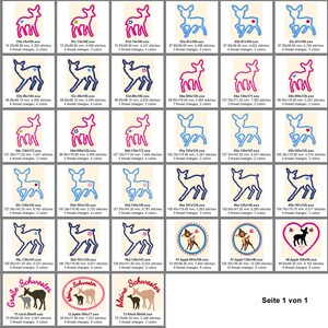 Stickdateien Crazy Kitz Rehe Bambi Applikationen, Stickmuster Baby, Geburt, 44 Dateien, ab 10x10 Rahmen, mit Rahmen, RockQueenEmbroidery Bild 3