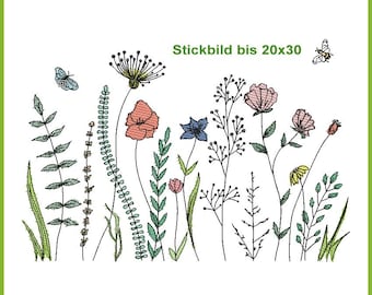 Stickdatei Wiesenblumen 2 in bunt - 19 zarte Motive für kreative Stickprojekte! Ideal um den Frühling oder Sommer herauszulocken.
