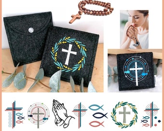 Stickdatei Gebetsketten Taschen ITH. Ideal als Geschenk oder für die Kommunion, Konfirmation u.v.m. Religion wunderschön gezeigt.