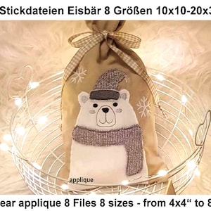 Embroidery files Polar Bear Doodle Applique 8 sizes Ice Bear Polar Bear applique RockQueenEmbroidery