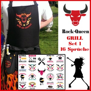 Stickdateien Griller Set Nr. 1, Grillen, 28 Dateien, Grill Chef Fleisch Grillen BBQ Steak, Party, Bier, embroidery files RockQueenEmbroidery Bild 1