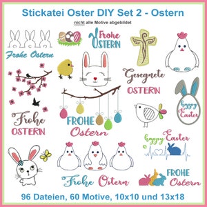 Stickdatei Giga Ostern 2 DIY Set Osterhasen Frohe Ostern Osterei embroidery design RockQueenEmbroidery