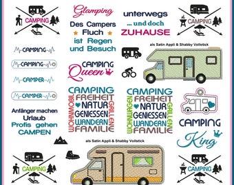 Camping Stickdateien Set 2, Camper 2, 80 einzigartige Motive, um Ihre Campingabenteuer zum Leben zu erwecken!