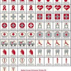 Medizinische Icons Stickdatei: 138 Dateien, 35 Motive. Arztprojekte zum Leben erwecken. Größe 10x10. Entdecke die Vielfalt Bild 3