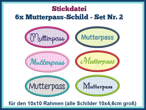 Set Nr 2 Mutterpass 6x Stickdatei Ab 10x10 Rahmen 6 Etsy