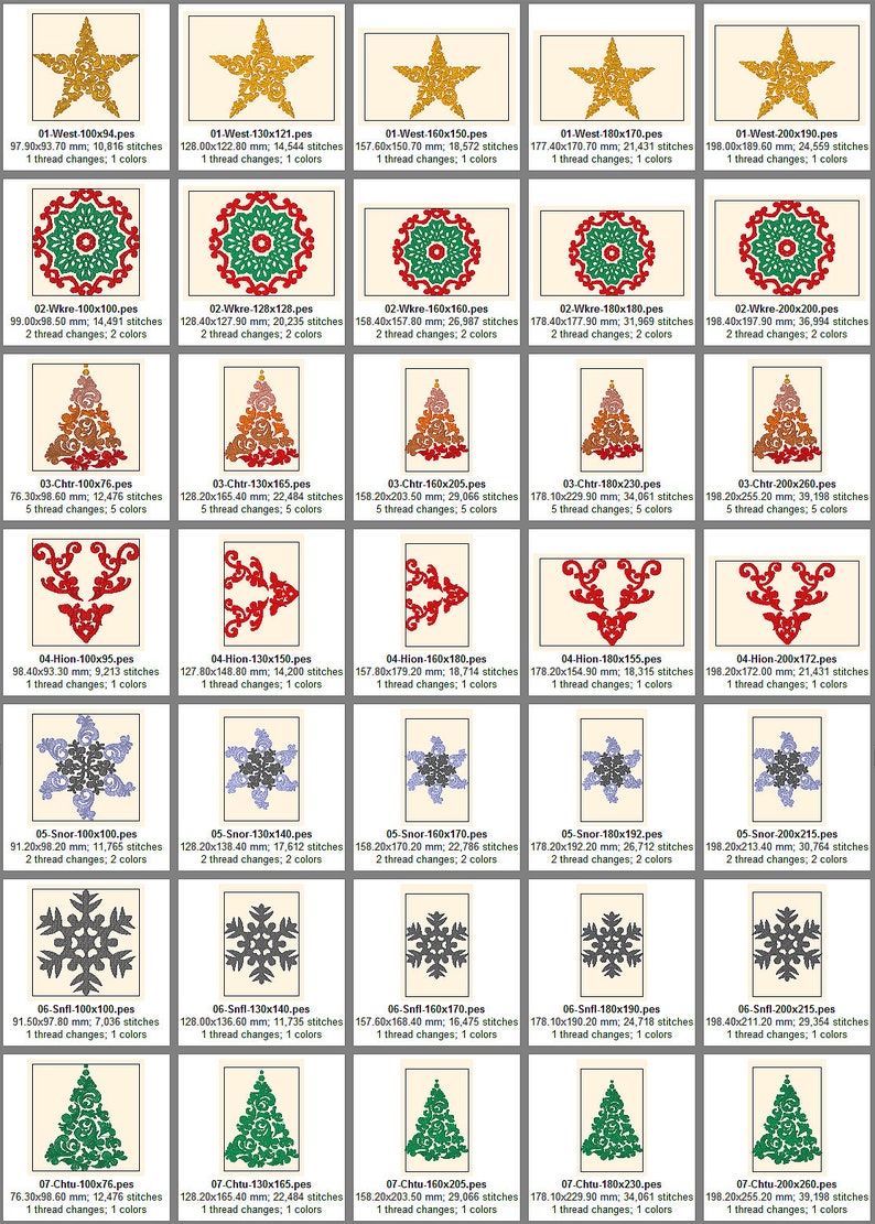 Stickdateien 35 Dateien Ornament Advent Stickmuster W17 Stern Weihnachtsbaum Hirschgeweih Ornamente embroidery files RockQueenEmbroidery Bild 2