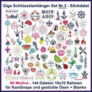 Schlüsselanhänger Set 3 - Entdecke eine große Sammlung mit 90 Motiven für kreative Accessoires, inklusive Anleitungen und Blanco-Anhängern!