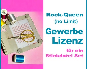 Commerciële licentie voor het commerciële gebruik van een set Rock-Queen-borduurbestanden (Set No-Limit Commercial License Upgrade)