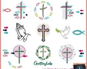 Embroidery file religion for praise of God, baptism, communion, confirmation or wedding.