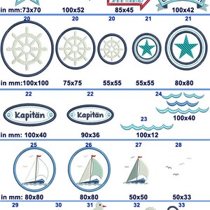 Stickdateien maritimes Set 'Ahoi' Verleihe deinen Projekten mit 42 einzigartigen Motiven eine maritime Note. Viel Spaß beim Sticken Bild 3