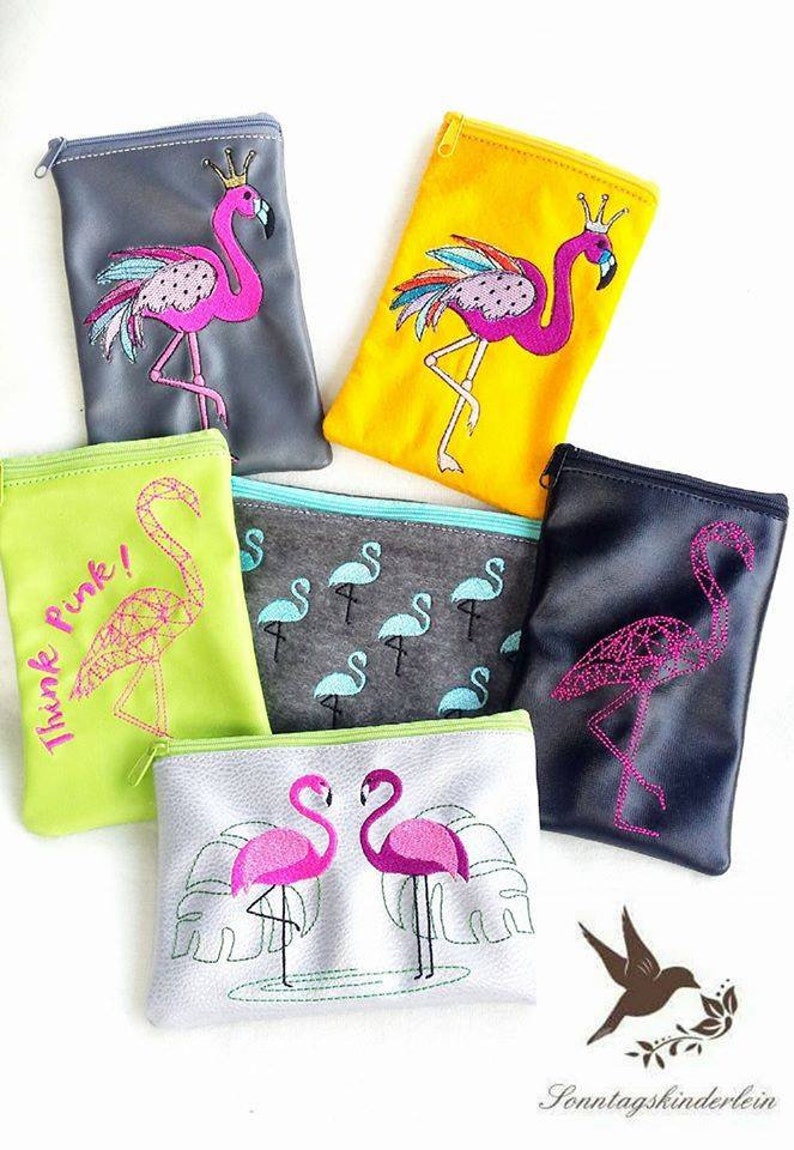 Stickdateien Flamingo Ananas Paradise, ITH Taschen Flamingos, Hibiskus, Sommer Blumen Zitrone, embroidery files RockQueenEmbroidery Bild 5