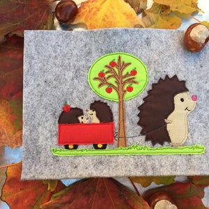 Stickdateien Herbst Igel Familie Herbst Set Applikation applique Blatt Blätter Kastanien Bild 10