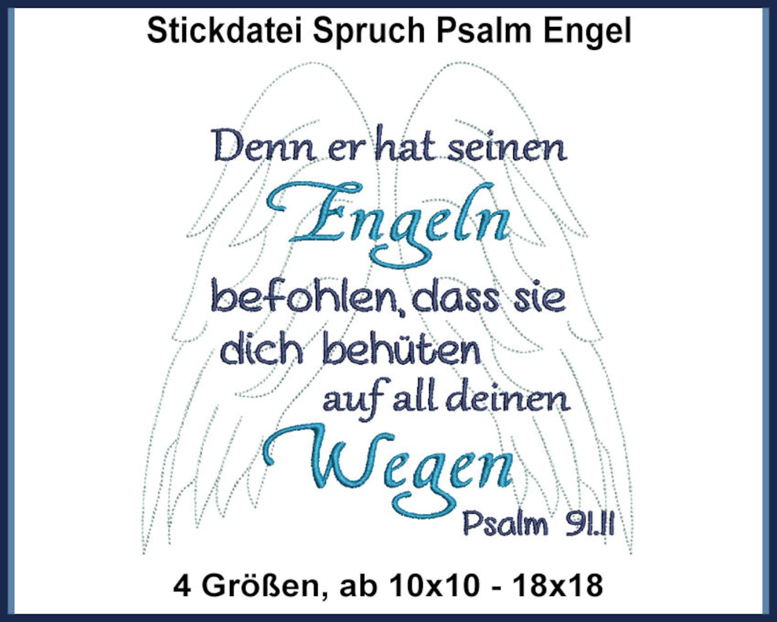 Stickdatei Spruch Psalm Engel Religion Konfirmation Kommunion Etsy