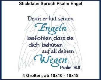 Embroidery file saying Psalm Angel Religion Confirmation Communion Baptism Bible Mourning Funeral 10x10 13x13 16x16 18x18 RockQueenEmbroidery