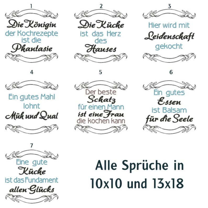 Exklusives Stickdateien Küchensprüche Vintage Set für Stickrahmen ab der Größe 10x10 Bild 3