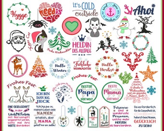 Embroidery files Rock-Queens Starter Set 9 best mom, hygge, llama, pendant, Christmas tree, dad, cat