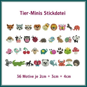 Embroidery file animal mini motifs: 108 files for individual shoe and sock design. Animals, mushrooms & more in 2-4 cm. Unique creations!