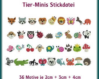 Stickdatei Tier Mini-Motive: 108 Dateien für individuelle Schuh-und Sockengestaltung. Tiere, Pilz & mehr in 2-4 cm. Einzigartige Kreationen!