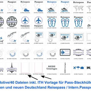 Stickdateien Reisepass-Passport Set ab 10x10 Rahmen ITH Hülle ab 13x18 Rahmen, für neuen und alten Reisepass, 40 Dateien,RockQueenEmbroidery Bild 3