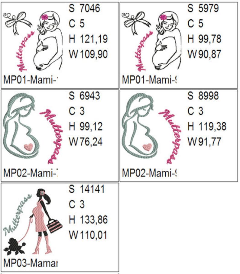 Einzigartiges Mutterpass-Stickdateien ITH Set für kreative große Mädchen Mamamia Muster Kollektion Bild 2