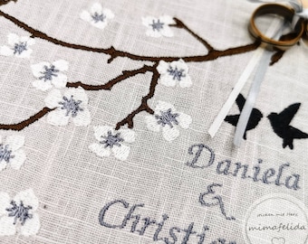 Stickdateien Set mit romantischen Japanischen Kirschblüten- und Vogelmotiven, Kirschblütenzauber für elegante Stickereien zb für Hochzeiten